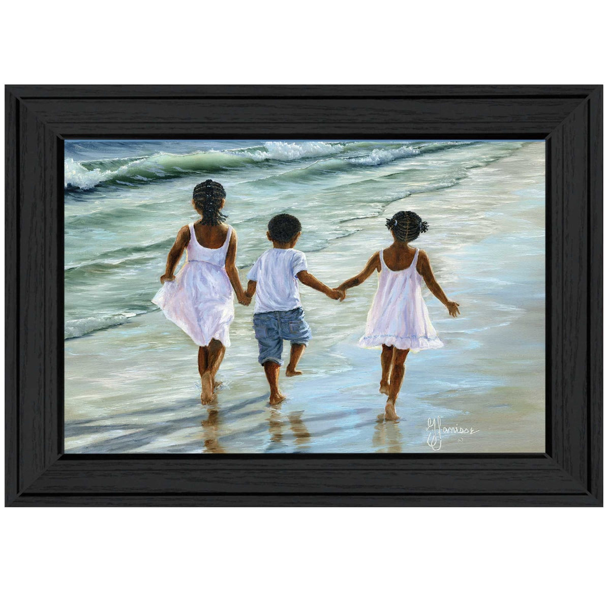 Multicolor Paper Wall Art - Beach Scene Decor for Living Room Bedroom