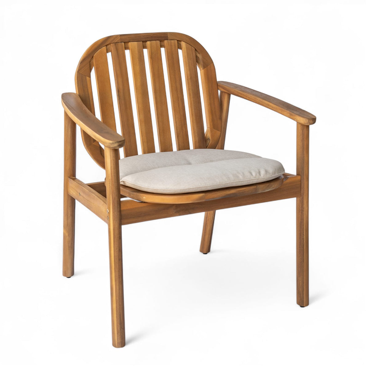 Teak Acacia Wood Patio Dining Chairs with Cushions - Set of 2