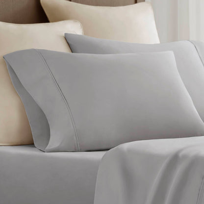 2-Piece King Sham Sateen Pillowcase Set, Grey - Luxurious Comfort & Easy Care