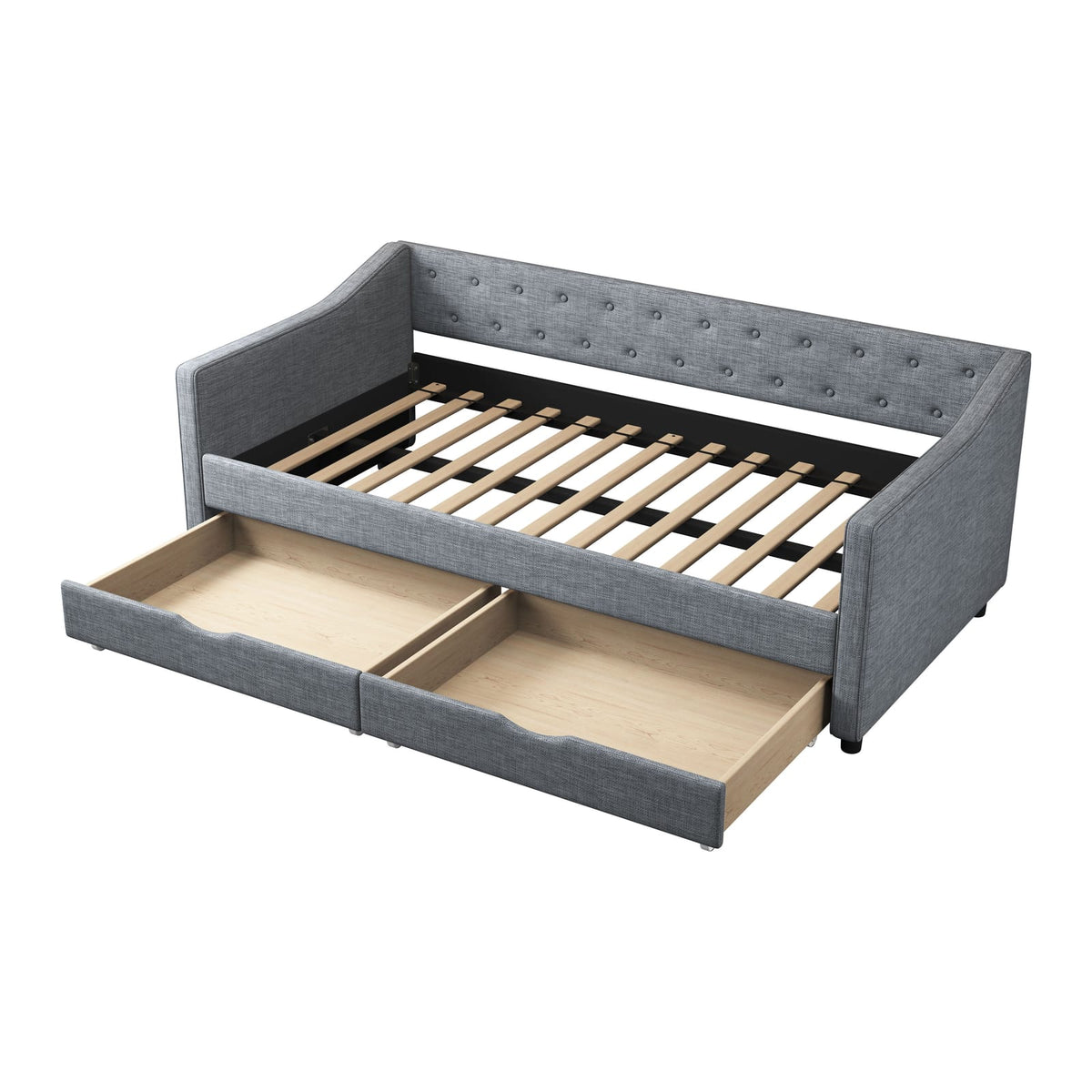 Light Grey Twin Sofa Bed with Storage Drawers for Living Room