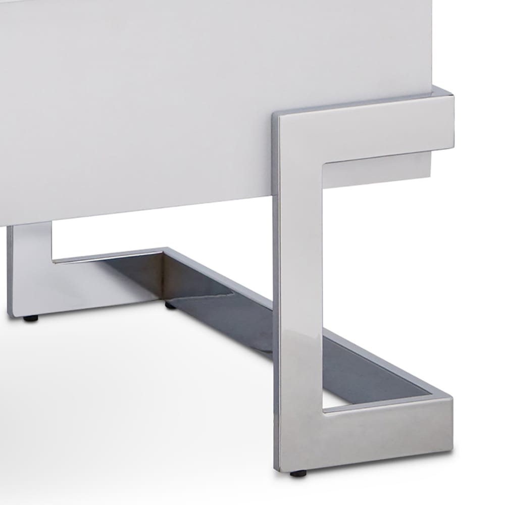 White Rectangular Wood Metal Coffee Table with Storage for Living Room
