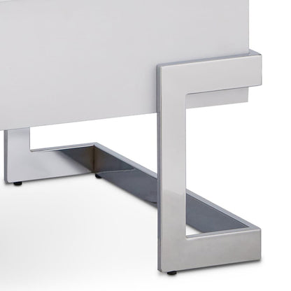 White Rectangular Wood Metal Coffee Table with Storage for Living Room