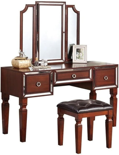 Cherry Poplar Makeup Vanity Set Bedroom Furniture