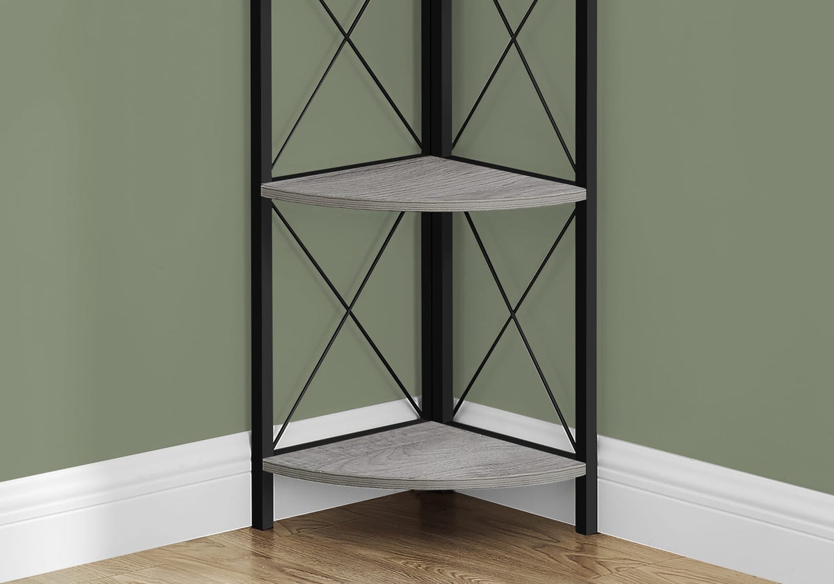 Modern Grey Metal Corner Shelf for Bedroom Storage and Display for Living Room