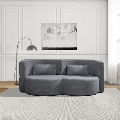 Light Grey Folding Sofa Bed - Space Saving Sleeper Futon for Living Room