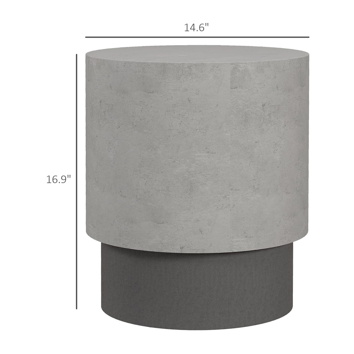 Round Concrete End Table - Grey Dining Accent Table