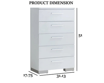 White Solid Wood Chest with Felt-Lined Drawers for Bedroom Storage
