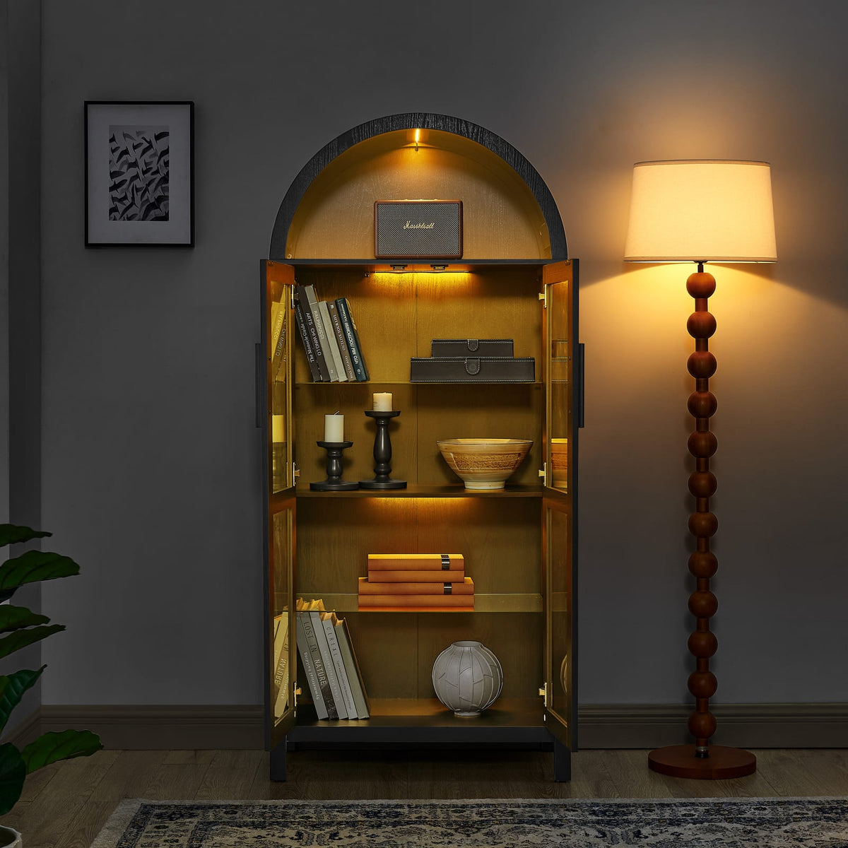 Black MDF Adjustable Height Cabinet - Bedroom Storage for Living Room