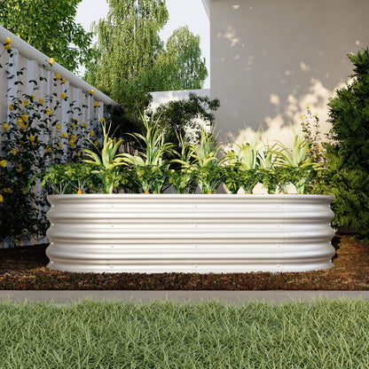 Heavy Duty Silver Metal Raised Garden Beds for Outdoor Vegetable Gardening