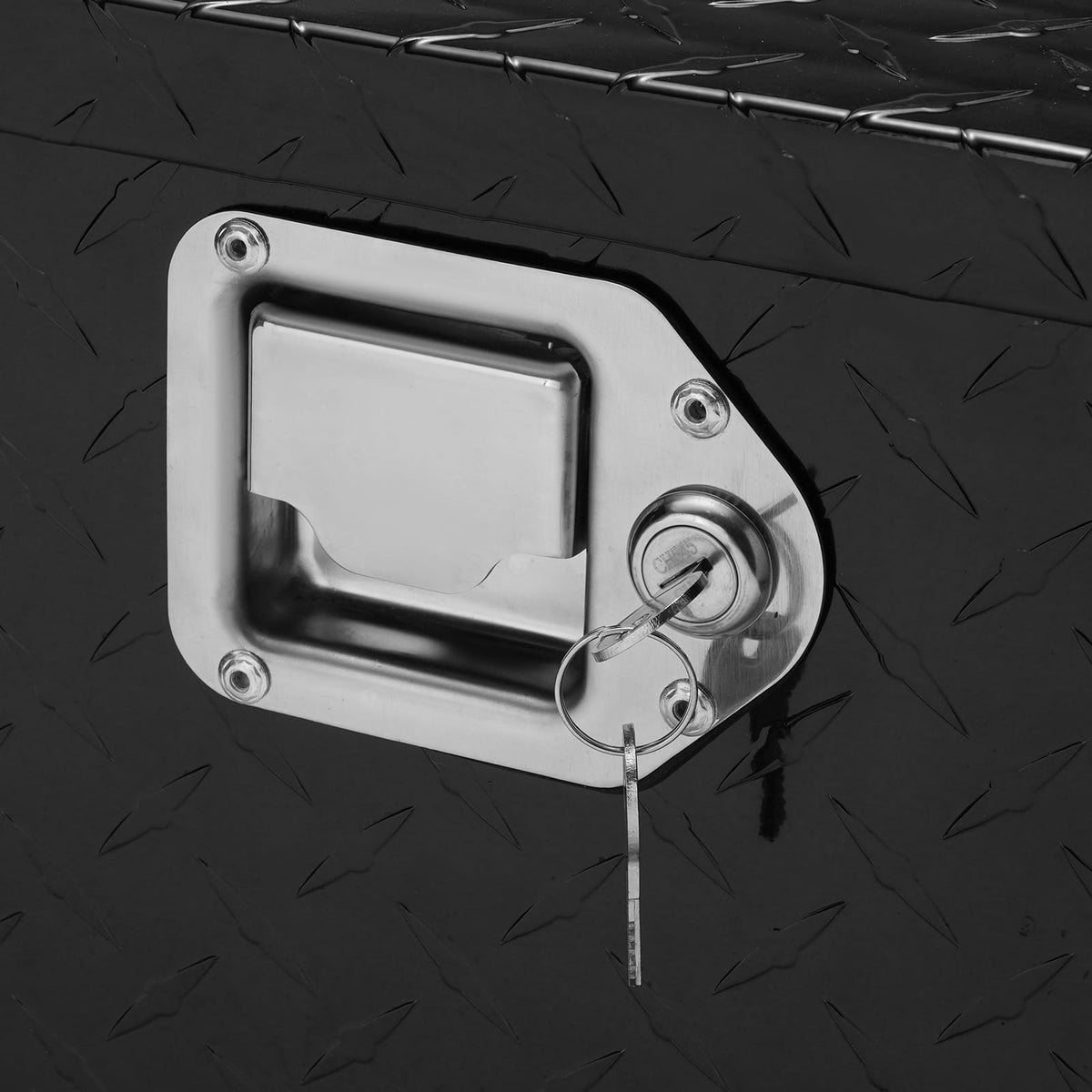 Black Aluminum Truck Toolbox with Lock for Vehicle Storage