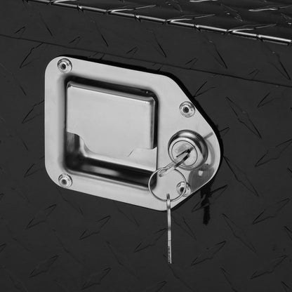 Black Aluminum Truck Toolbox with Lock for Vehicle Storage