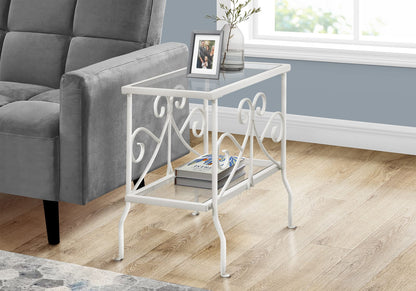 White Metal Accent Table - 24 Inch End Table