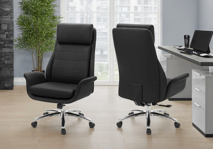 Black Polyurethane Office Chair with Adjustable Height for Workspace