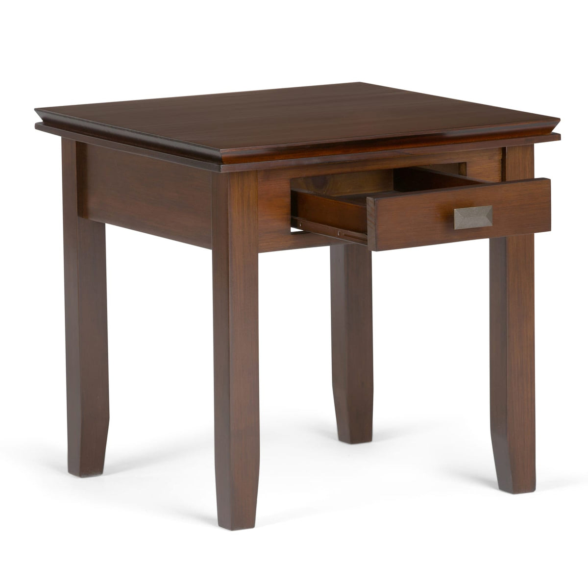 Dark Brown Russet Wood End Table - 20" Height for Living Room
