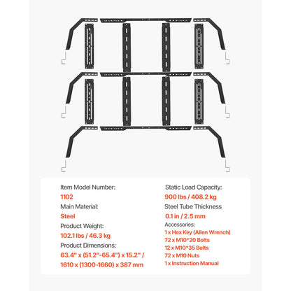 Black Q235 Truck Bed Rack - 900 lb Capacity