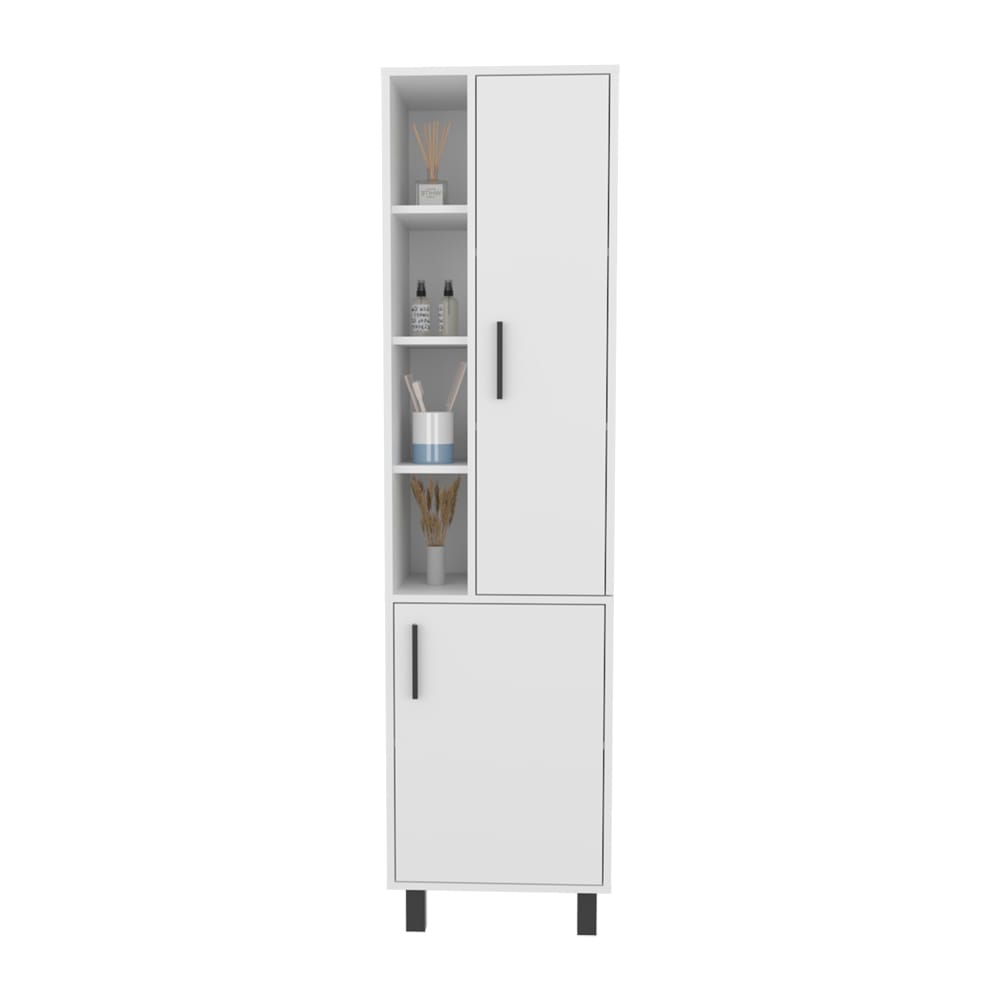 White Engineered Wood Cabinet with Legs for Bedroom Storage for Living Room