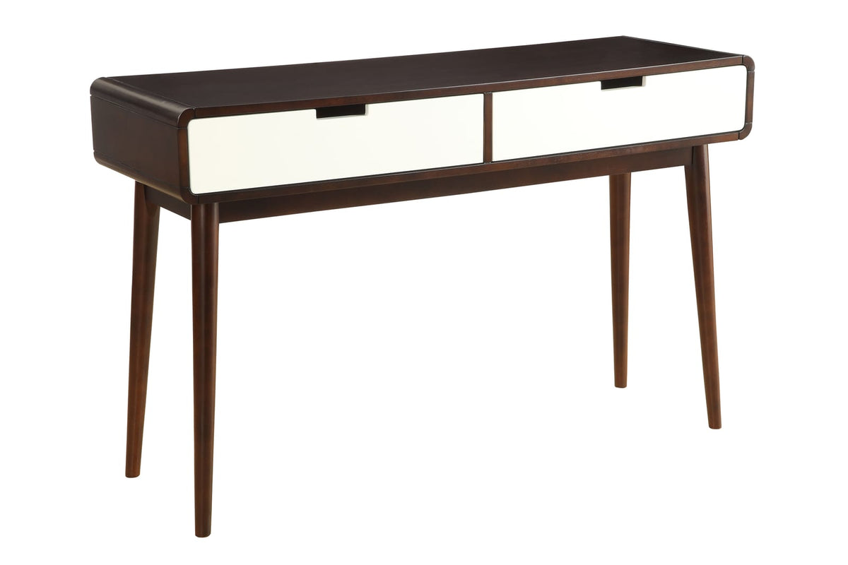 Espresso White Synthetic Wood Storage Table with Drawers for Living Room