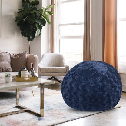 Navy Faux Fur Bean Bag Chair, 5ft Cozy Lounger for Adults and Kids