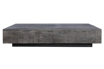 Charcoal Finish Solid Wood Low Profile Rough Coffee Table - 47.24" x 47.24"