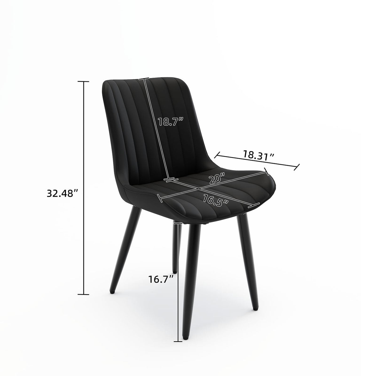 Set of 4 Modern PU Leather Dining Chairs - Black