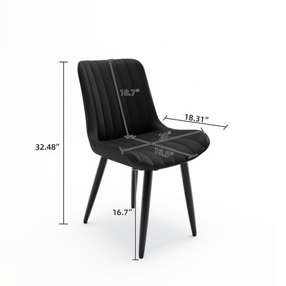 Set of 4 Modern PU Leather Dining Chairs - Black
