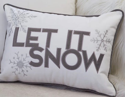 14x20 White Velvet Snowflake Lumbar Pillow with Insert