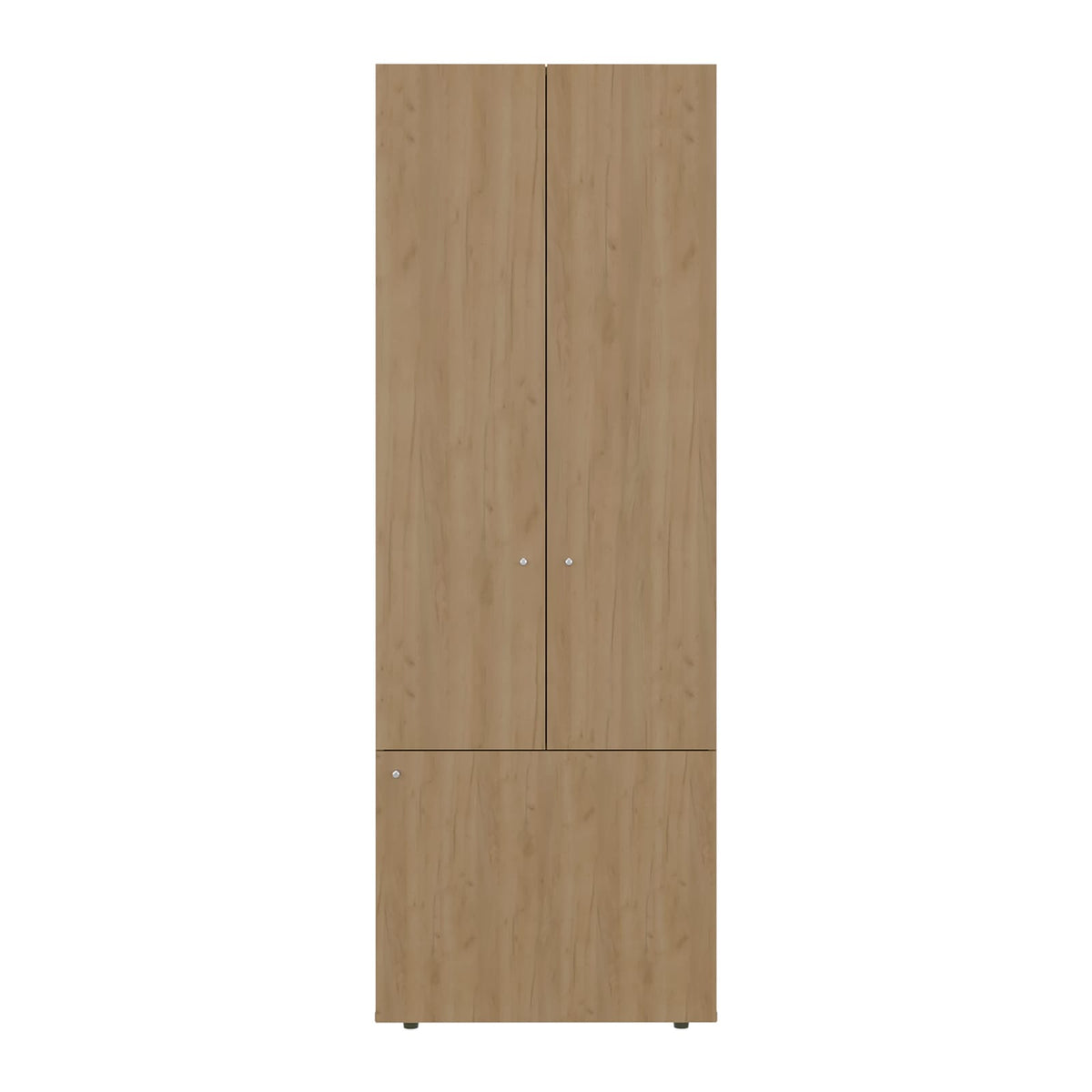 Modern Oak Particle Board Wardrobe with Hanging Rod for Bedroom Storage