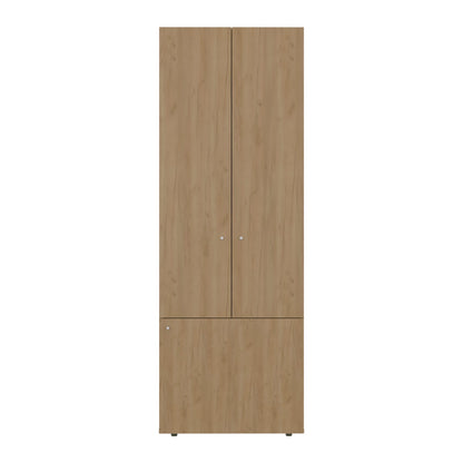 Modern Oak Particle Board Wardrobe with Hanging Rod for Bedroom Storage