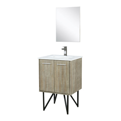 Acacia Wood Bath Vanity with Quartz Top & Mirror