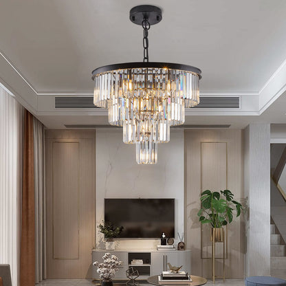 Black Crystal Chandelier - Luxury Living Room Lighting