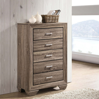 Harrison Washed Taupe 5-drawer Bedroom Chest - Taupe Engineered Wood Dresser