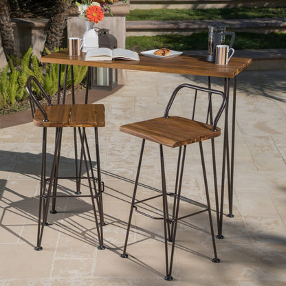 DENALI Industrial Acacia Wood Bar Set - 2 Stools, Brown