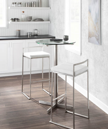 White Velvet Stackable Barstools - Set of 2