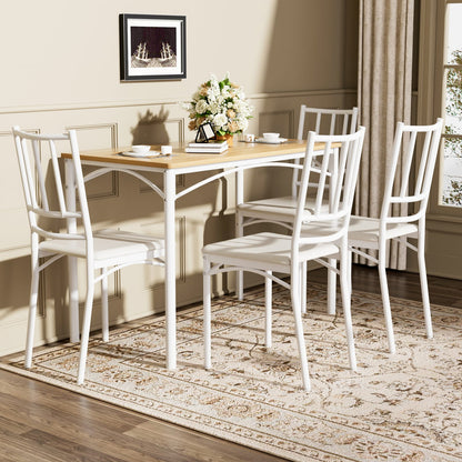 4-Person Dining Table Set - Natural White Industrial Style for Dining Room