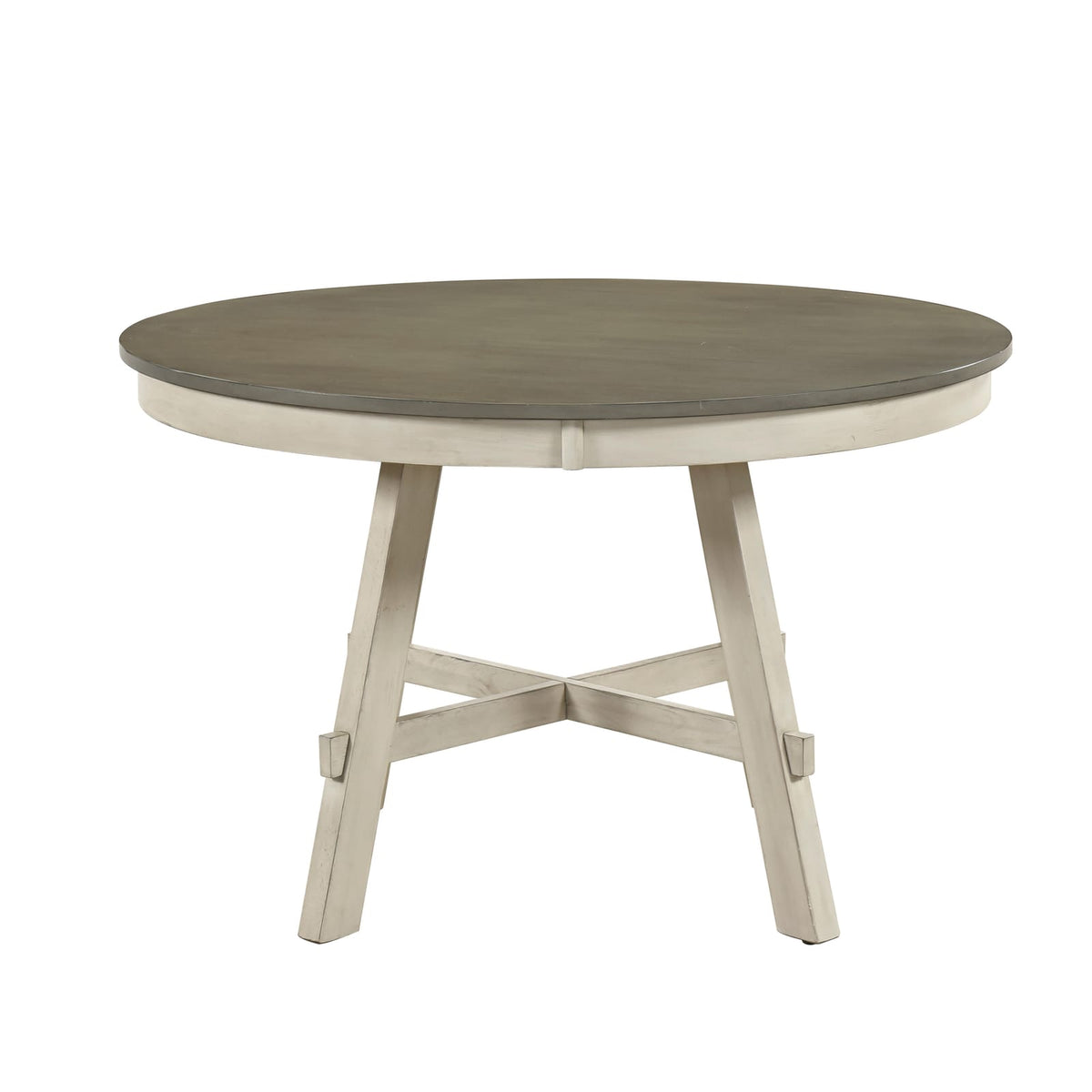 Rustic Round Dining Table - Antique White & Gray Wood