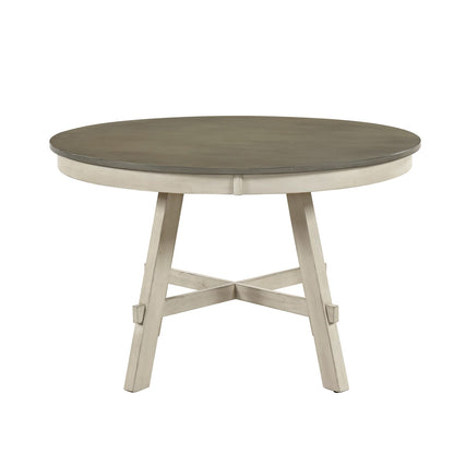Rustic Round Dining Table - Antique White & Gray Wood