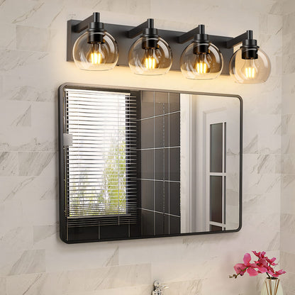 Black Iron Bathroom Vanity Light - 4 Lights Over Mirror