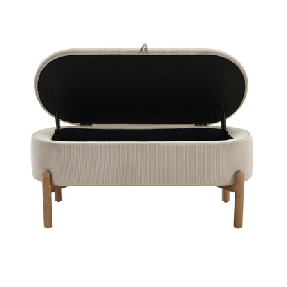 Taupe Mid-Century Modern Storage Bench 42" x 18"