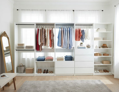 White Wood Walk-In Closet System - 157" Wide