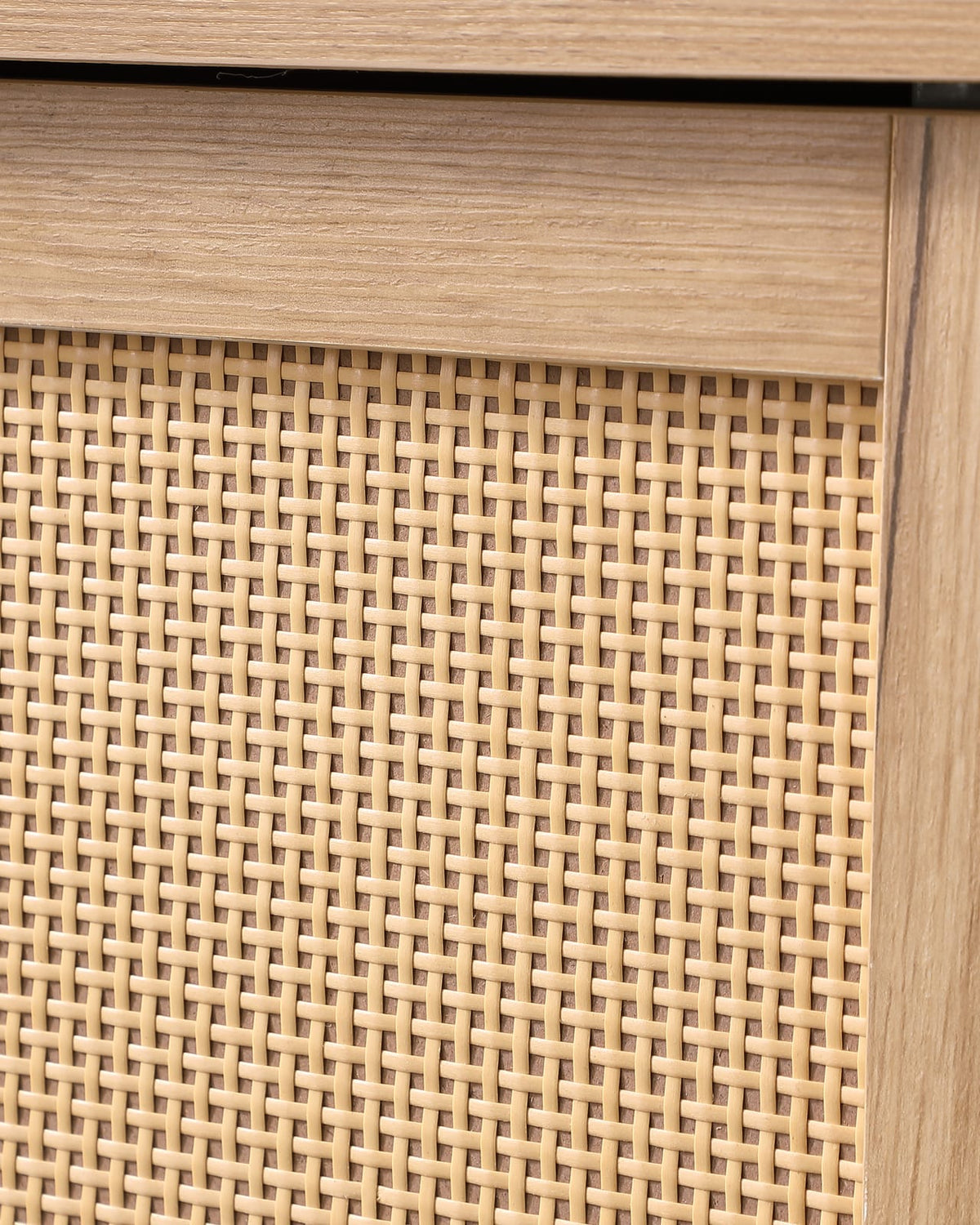 Mid-Century Storage Cabinet - Natural Rattan Doors & Adjustable Shelves