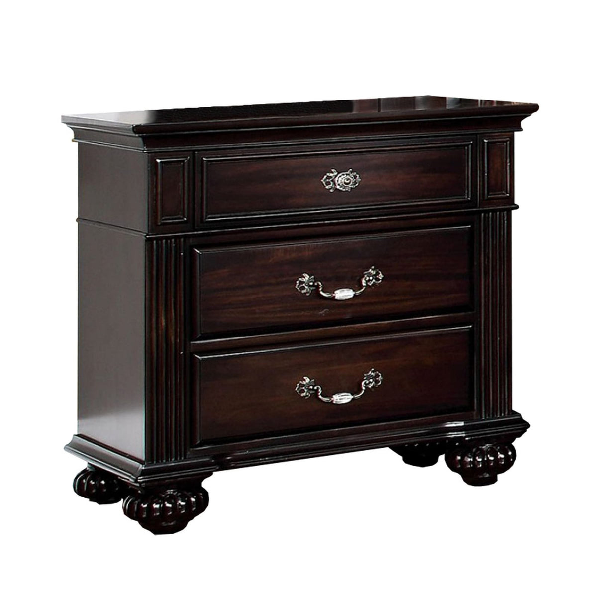Dark Walnut Wood Nightstand - 17.37 x 29.25" for Bedroom