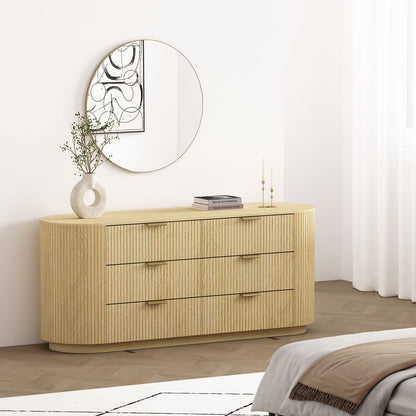 71" Oak Double Dresser - Modern Bedroom Storage