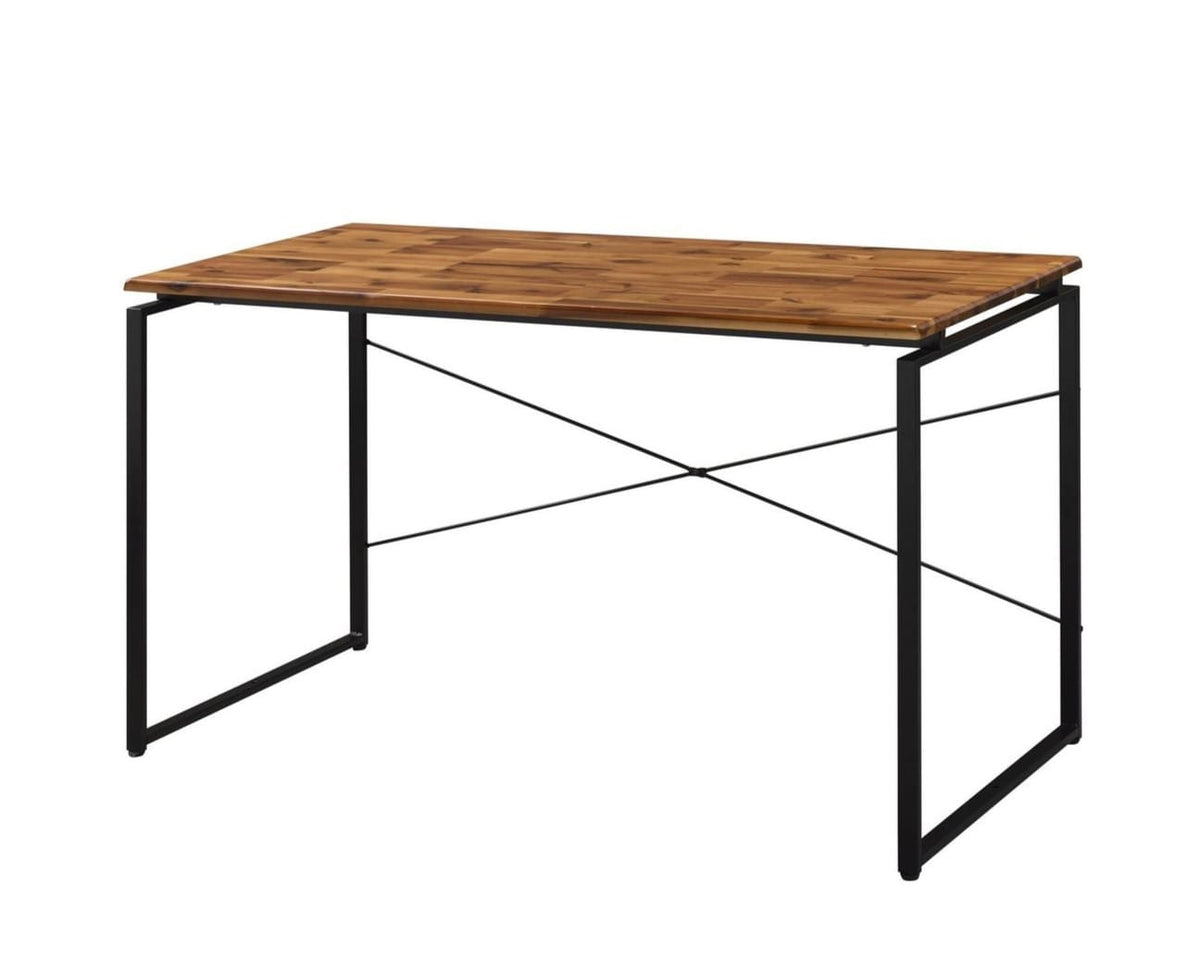 Metal Frame Writing Desk - Black & Oak Finish | Home Office Desk