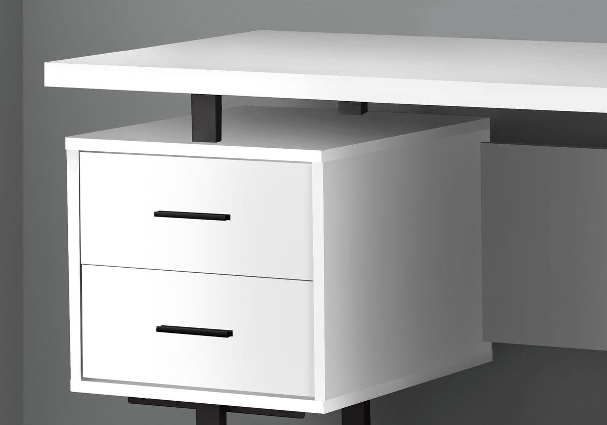 60" White Computer Desk with Storage Drawers