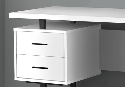 60" White Computer Desk with Storage Drawers