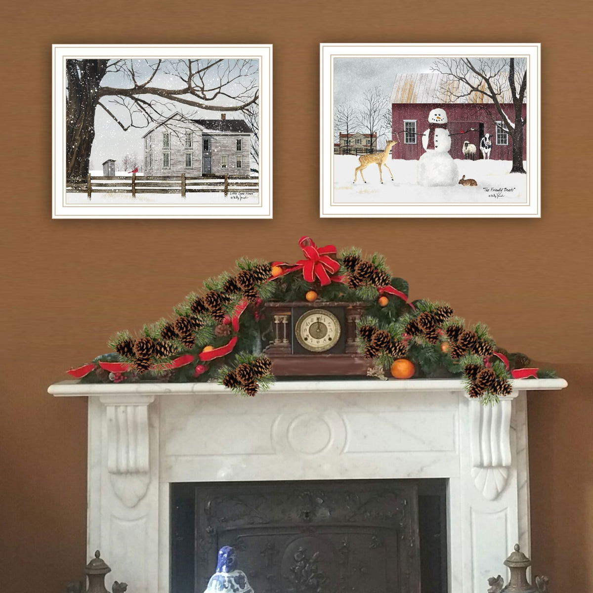 Trendy Framed Wall Art - Winter Countryside Decor