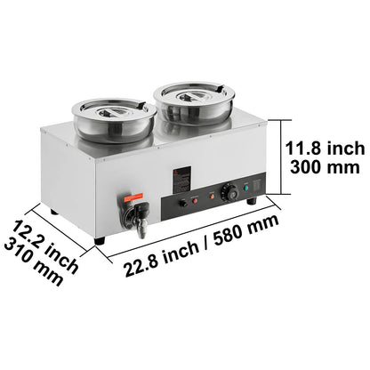 Stainless Steel Soup Warmer - 7.4QT Bain Marie