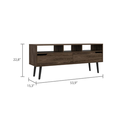 Walnut TV Stand for 50-59 Inch TVs for Living Room Apartments
