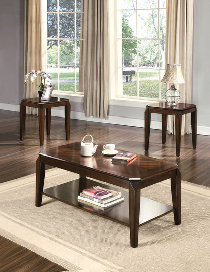 Docila 3PC Coffee & End Table Set - Walnut Finish