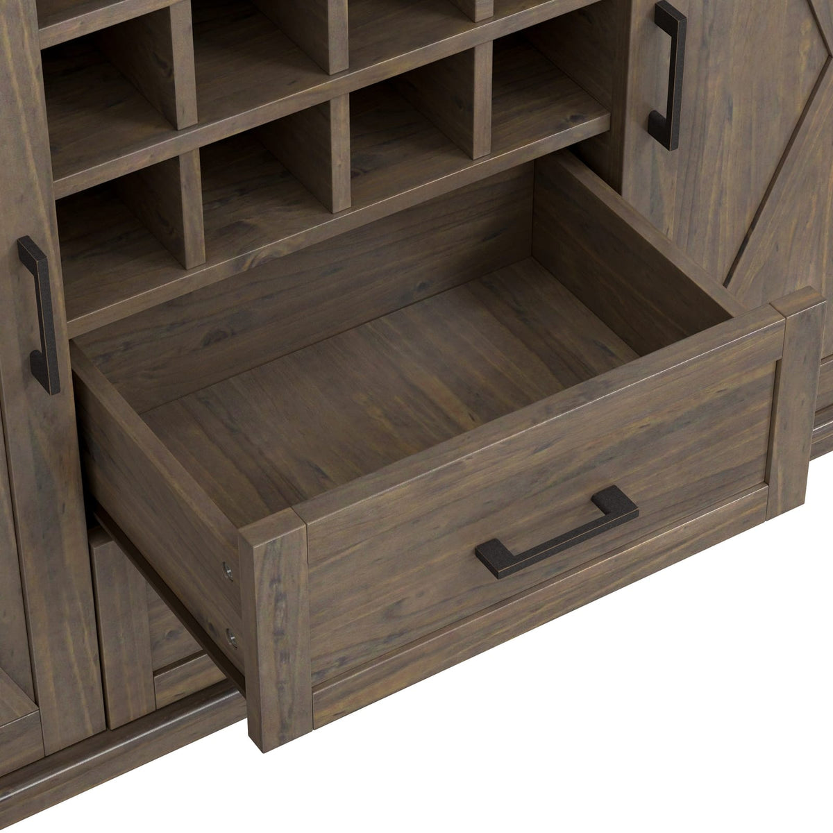 Dark Brown Wood Bed Frame with Storage for Bedroom